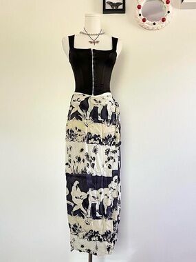 Jams World vintage cowboy print Navy and Cream Maxi Skirt